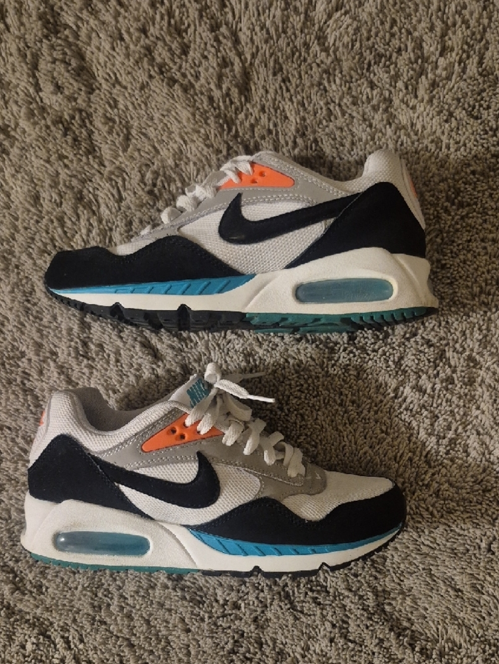 Nike White & Black Sneakers with Teal and Coral Accents Size 7